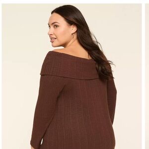 Lane Bryant Chocolate Off-Shoulder Sweater